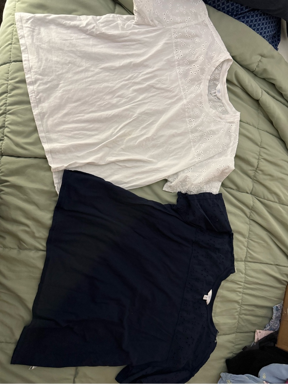 Time and Tru Eyelet Top Duo - White and Navy